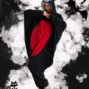 Kgromfy Black Bat Onesie Adult Halloween Animal Cosplay Outfits One Piece Costumes Party Jumpsuit Homewear S (Black)