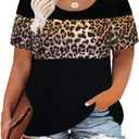 CARCOS Plus Size Tops for Women Short Sleeve Summer Pullover Color Block Crewneck/V Neck Tee Tunic Loose Fit Tshirts XXL