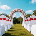 Wedding Red Chair Sashes 100 Pack Spandex Chair Bows Bands with Buckles for Party Birthday Bridal Shower Engagement Banquets Anniversary Christmas Outdoor Events Decorations (Red)