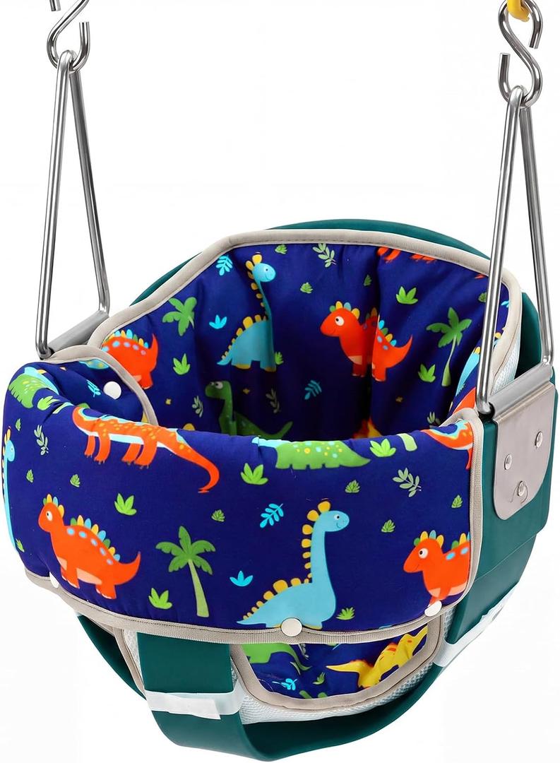 Chumia 3 Pcs Toddler Swing Cushion Baby Swings Outdoor Seat Insert Pad Compatible with Full Bucket Seat for Toddlers Age 1-3 Detachable Machine and Washable(Not Included Swing)(Dinosaurs)