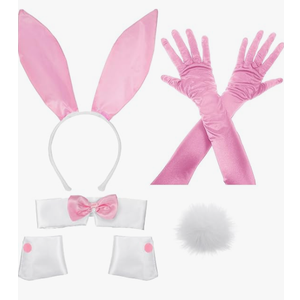 Zhanmai Bunny Costume Set - Including Ear Headband, Cuffs and Tail Accessory for Easter Party (Pink)