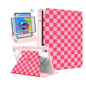 for iPad A16 Case - for iPad 10th Generation Case 10.9 Inch Women Girls Cute Girly Teens Kids Pretty Checkered Unique Aesthetic Rotating Stand Folio Tablet Cover for Apple 10/11 2025