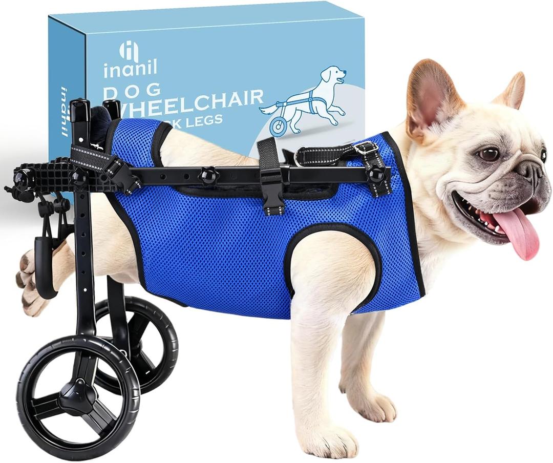 Dog Wheelchair for Back Legs, Adjustable Height/Length/Width, Sturdy Wheelchair with All-Terrain Shock-Absorbing Wheels, Mobility Support for Injured or Disabled Small & Medium Dogs & Cats, M