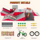 CS COSDDI Finger Skateboard Park Kits,14 in 1 Skateboard Finger Toys with 8 Finger Skateboards & 14 Skatepark Deck Ramp,Finger Bike for Boys or Girls Gift,Mini Finger Skateboards Ramp Accessories Set, 20 cm