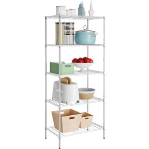 PayLessHere Shelves Shelf Wire Shelving Heavy Duty Storage 5 Tier Shelves with Adjustable Height Sturdy Steel Construction Certified by NSF Maximum 1250lbs Capacity Easy Assembly (Chrome)