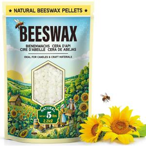 Beeswax Pellets for Candle Making 5lb/10lb/20lb Natural Beeswax for Candles, Lip Balms, and Skincare White Beeswax for DIY Projects Ideal for Beginners and Experts5lb