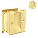 HOMOTEK 2 Pack Privacy Pocket Door Pull Without Switch Plate - Replace Old Or Damaged Passage Sliding Hardware No Lock Quickly and Easily, 2-3/4”x2-1/2”, for 1-3/8” Thickness Door, Brushed Brass