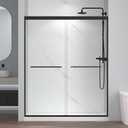 56-60" W x 72" H Semi-Frameless Bypass Sliding Shower Door, Easy-to-Clean Treated Clear Tempered Glass, Matte Black