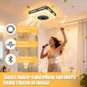 Bathroom Exhaust Fan with Bluetooth Speaker,Bathroom Fan Light,Plug&Play,230 CFM 1.0 Sone,Strong Wind Force&Quiet,Noise-cancelling Bluetooth dual speakers,7color dynamic&3color lighting
