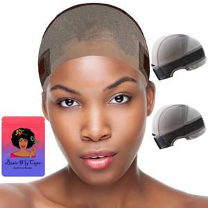 2 Pcs Lace Wig Grip Cap for Women HD 11x5 Lace Area Wig Caps with Non Slip Grip Headband to Keep The Wig In Place Adjustable Breathable Wig Cap (Brown 11x5 Lace Area,2 Caps per Pack, Large Size)