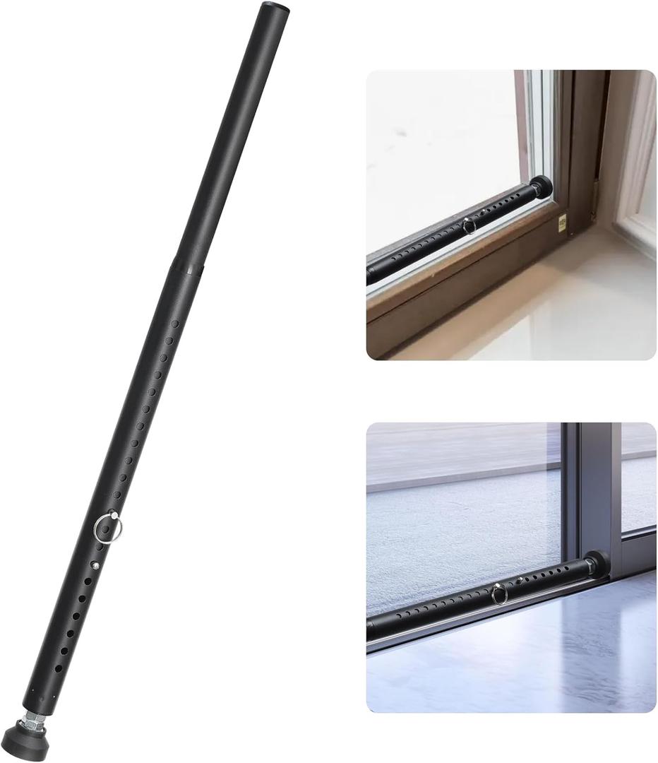 Sliding Glass Door Lock - 18-50inchs Adjustable Sliding Door Security Bar&Window Security Bar,1.18Childproof Heavy Duty Burglar Bar for Window,Patio Doors,Kitchen,Balcony Sliders,ApartmentBlack)