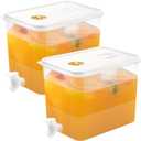 2 PCS 2 Gallon Fridge Beverage Drink Dispenser with Spigot Leak Proof Lids Filter Screen Juice Container Sealed Plastic Lemonade Water Milk Cold Hot Drink Tea Jug for Parties