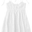 SOLY HUX Women's Tie Shoulder Y2k Cami Sun Dress Cute Spaghetti Strap Casual Summer A Line Short Mini Dresses Plain White Small (White, S)
