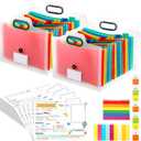 School Memory Box K-12 Memory Book Photo Album for Kids, School Years Keepsake Scrapbook from Preschool Through 12th Grade with 13 Pocket for Storage Pictures File Keeper(2 Pcs, White)