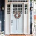 22 Inch Spring Summer Forsythia Flower Wreath with Soft Touch Leaves for Front Door, Everyday Light Purple Flower Wreath for Indoor Outdoor, Everyday Floral for Home Decor