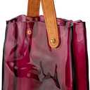 Glass Purse Vase for Flowers Brownish Purple Vases for Centerpieces Glass Bag Vase with Leather Handle Small Bag Vases for Decor Decorative Fish Bowl for Home Wedding Decor (Dark Red)