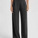 ODODOS Wide Leg Pants for Women Pants with Pockets, 29" Inseam, Black Onyx, Medium (Black)