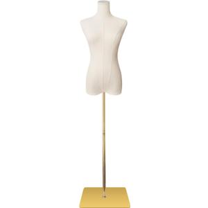 SHAREWIN Female Mannequin Torso Women Dress Forms for Sewing Manicanequin Body High Stability Gold Metal Stand for Clothing Dress Jewelry Display Adjustable Height 50-70 Thin Body