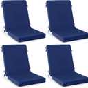 Summsun High Back Patio Chair Cushions Set of 4, Outdoor Dining Seat Cushion with Splash-Proof Removable Covers, Ties, Non-Slip Bottom for Garden Lawn Patio Furniture, 44 x 20 Inch, Navy