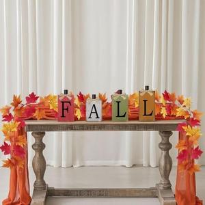 6PCS Fall Decorations, Cheesecloth Table Runner, Fall Centerpieces Sign, Fall Maple Leaves Garland, Table Decorations for Thanksgiving Bridal Shower Wedding Baby Shower Holiday Home Decor