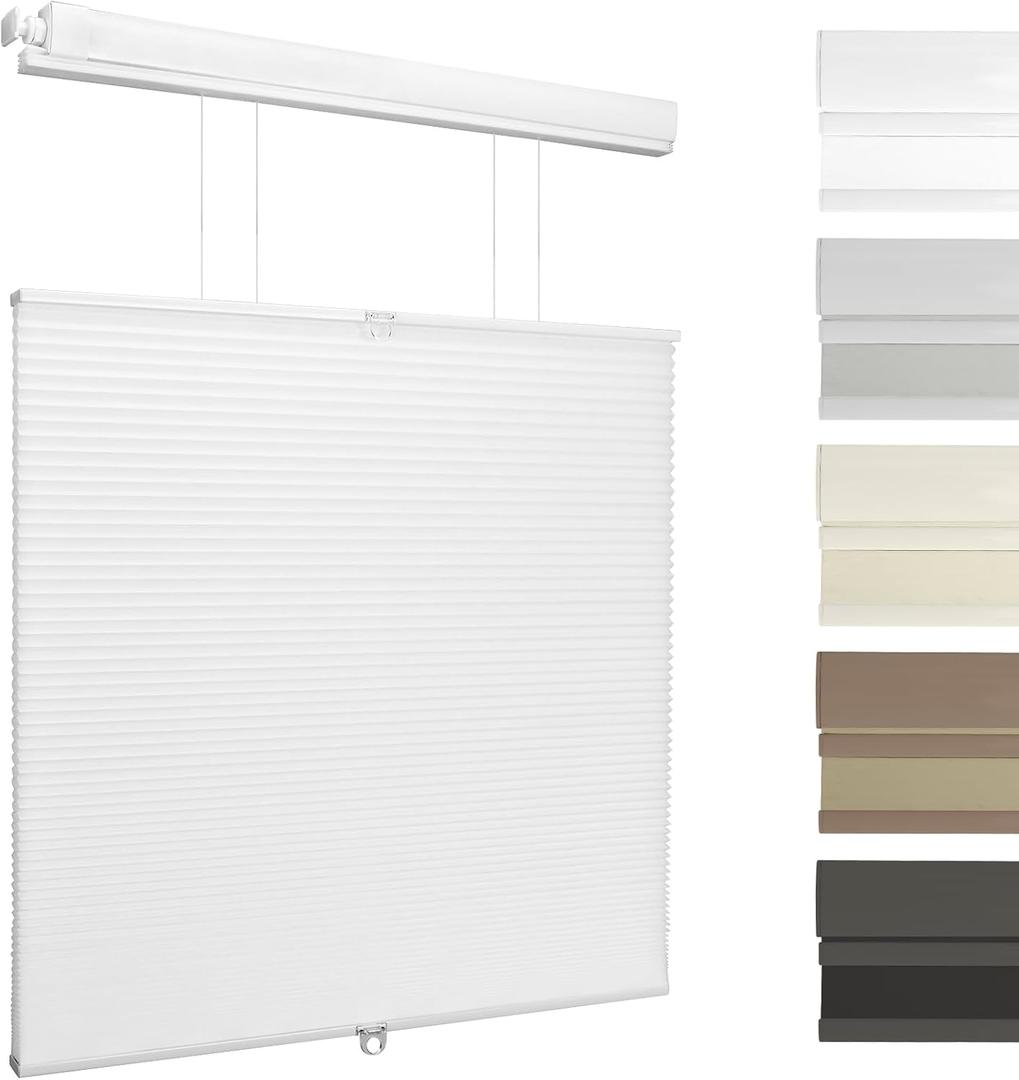 No Drill Top Down Bottom Up Light Filtering Cellular Shades White, 27x64