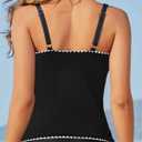 Aqua Eve Womens Tankini Tops Only Tummy Control Swim Tank Top Modest Swimsuit Top Bathing Suit Top No Bottom (Black, M)
