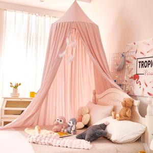 dix-rainbow Princess Decor Canopy for Kids Bed, Soft and Durable Bed Canopy for Girls Room Tent Canopy Dreamy Mosquito Net Bedding, Children Reading Nook Canopies Indoor (Pink)