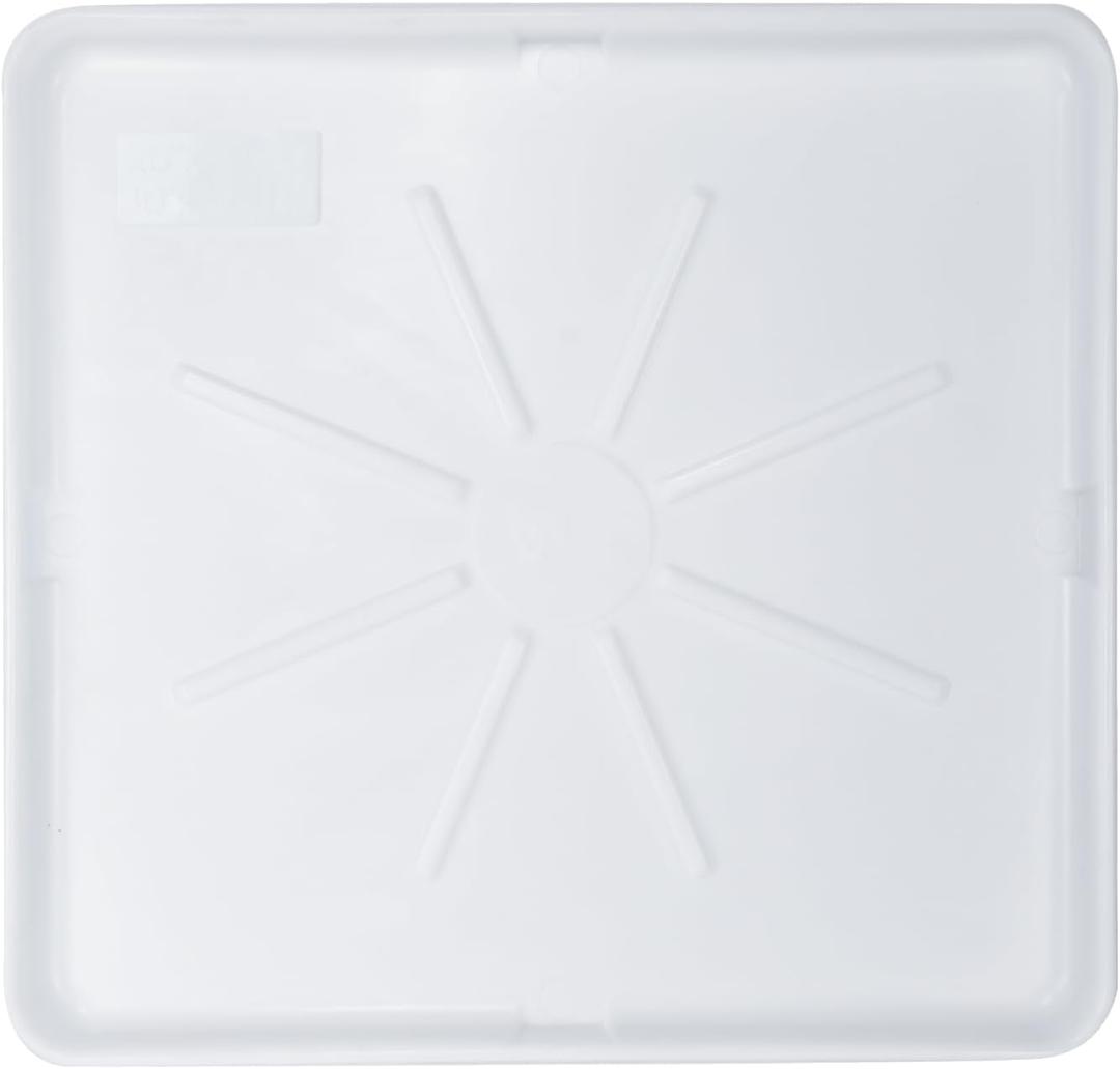 Heavy Durable Plastic Washing Machine Drain Pan Size 30X32 Including 1" Drain Fittings (White)