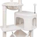YUNIQUE 39.4'' Cat Tree with Cat Condo and Big Hammock, Beige