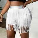 Floerns Women's Plus Size Tassel Trim PU Leather High Waist Straight Leg Mini Shorts (XX-Large Plus)