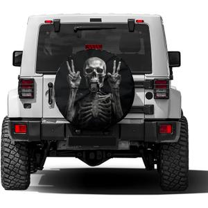 Foruidea Skeleton with Rock Spare Tire Cover with Backup Camera Hole Wheel Tire Cover Fit Trailer, RV, SUV and Many Vehicle 17inch