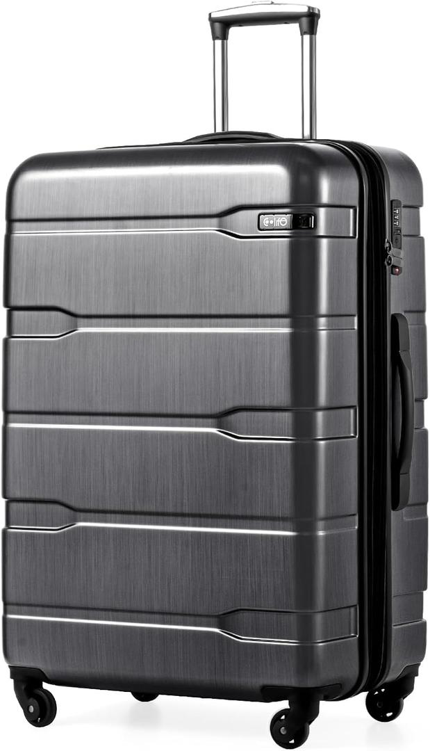 Coolife Large Checked Luggage Hardside Suitcase with Spinner Wheels, 28in
Expandable, Lightweight ABS+PC, Rolling Travel Suitcase with TSA Lock, Spinner Wheels, Durable Zipper, Charcoal