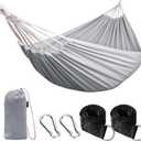 ANYOO Cotton Hammock Portable Camping Hammocks for Hanging Sturdy Garden Comfortable Fabric Hammock with Tree Straps Up to 660lbs with Travel Bag for Camping Outdoor/Indoor Patio Backyard (Grey)