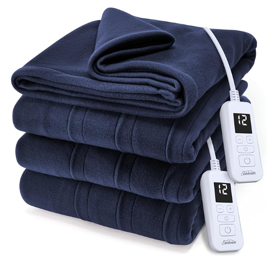 Sunbeam Royal Luxe Night Fog Heated Blanket 12-Heat Settings Auto Off Machine Washable King 100x90in