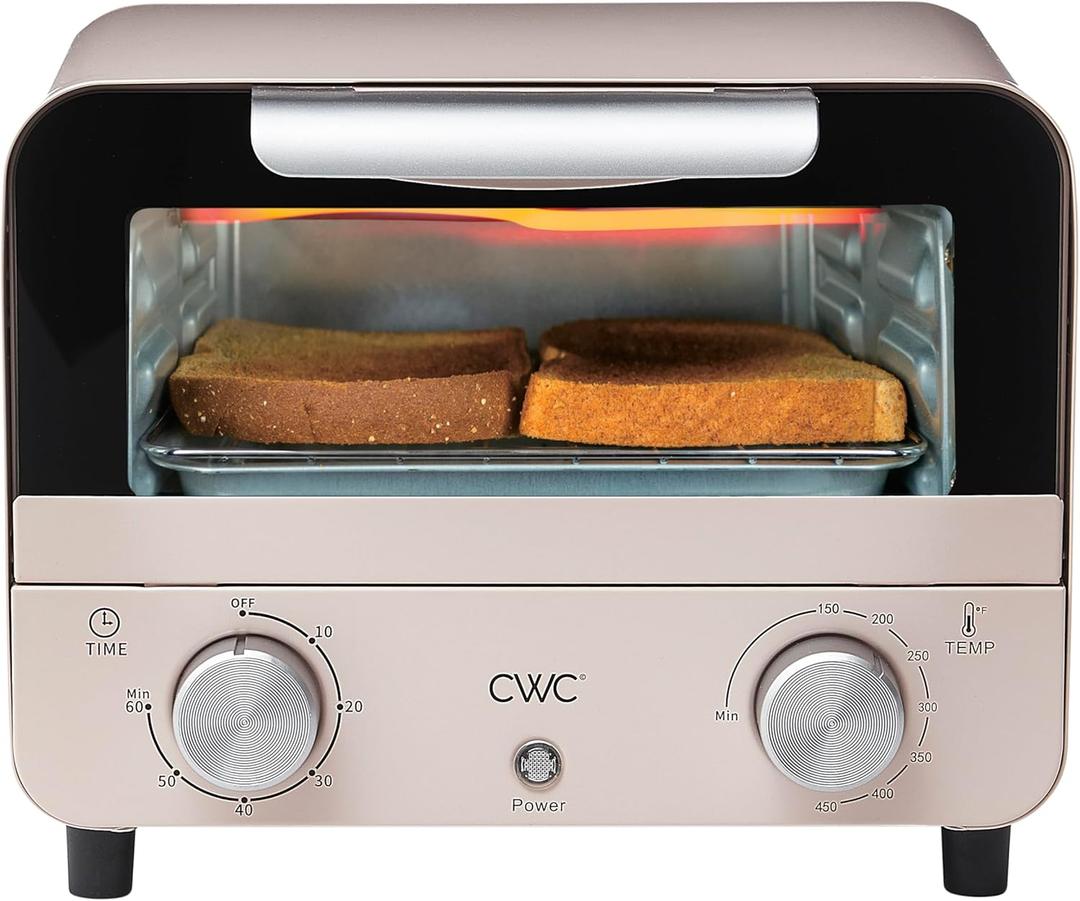 COOK WITH COLOR Mini Toaster Oven: 600W Power, Precision Timer, Auto Shutoff, and Culinary Delights Up To 450 Degrees, Pink (10.25"x10"x8.25")