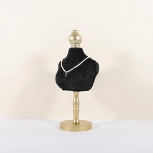 GemeShou Velvet necklace holder display stand, Black jewelry necklace display for selling, necklace mannequin for jewelry, necklace bust jewelry display for CountertopBlack-High version
