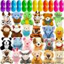 Abakuku 24 Pcs Filled Easter Eggs Plush Toy, 2.35in Bright Colorful Eggs Prefilled with Variety Plush Toy Easter Basket Stuffers Party Favors Gift Bags
