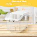 Sunnyray 4 Pcs Rice Storage Container 28 lb Airtight Flour Container with Wheels Measuring Cup Clear Pet Food Cube Dog Birds Cat Food Bin Grain Cereal Organizer Box for Dry Baking Supplies(White Lid)