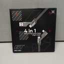 SHEZI 4-in-1 USB C Cable 5FT 90 Degree Fast Charging [480Mbps Data Sync] Flat Nylon Braided Charger Cord Combo, USB A/C to C/L Multi Charging Cable for iPhone 16/15/Samsung & Most Devices, Grey