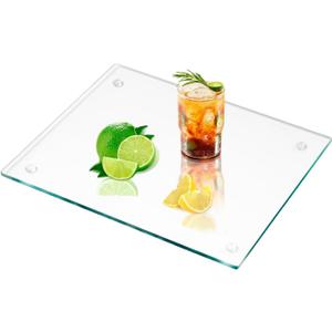Tempered Glass Cutting Board, 16"x 12" Clear Cutting Board for Kitchen, Glass Chopping Board with Non Anti-Slip Foot, Scratch Resistant, Heat and Shatter Resistant, Easy to Clean (Clear-16"x12")