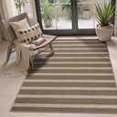 Lahome Elance Striped Easy Jute Rug, 3x5 Outdoor Patio Porch Rug Washable Rugs for Entryway, Indoor Outdoor Living Room Carpets, Farmhouse Neutral Non Slip Carpet for Backyard Bedroom RV, Khaki