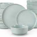 vancasso ANYA 24 Pieces Plates and Bowls Set, Mint Green Dinnerware Sets, Reactive Glaze Dishes Set for 8, Ceramic Dishware Sets Kitchen Dinner Set, Microwave & Dishwasher Safe