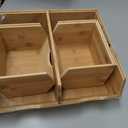 HOMESTEAD Bamboo Pantry Storage Bins – Stackable Potato & Onion Storage Bin for Kitchen Countertop, Pantry Organizer, Fruit Vegetable Basket, Multiuse - Set of 3 Slide-Out Access