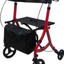 Rollator Walkers for Seniors with Seat,8" Front Wheel,Foldable Rollator Walker,Equipped with Shopping Bag,Height-Adjustable Seat,Supports up to 300 lbs(Red-Standard Version)