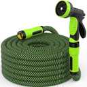 NON-EXPANDABLE Garden Hose 25ft x5/8'', Heavy Duty Flexible Water Hose with 10-Function Sprayer, Lightweight, Leak Proof, Durable Fabric Skin, Pressure Resistant for Yard, Outdoor