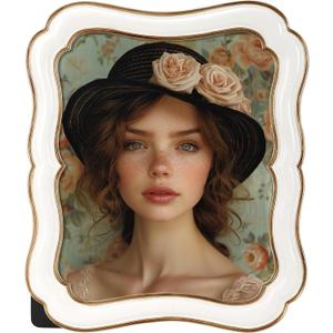 PHAREGE 8x10 Vintage Picture Frame White Gold, Ornate Antique Picture Frame for 8x10 Photo, Retro Photo Frame for Tabletop Vertical or Horizontal Display, 1 Pack
