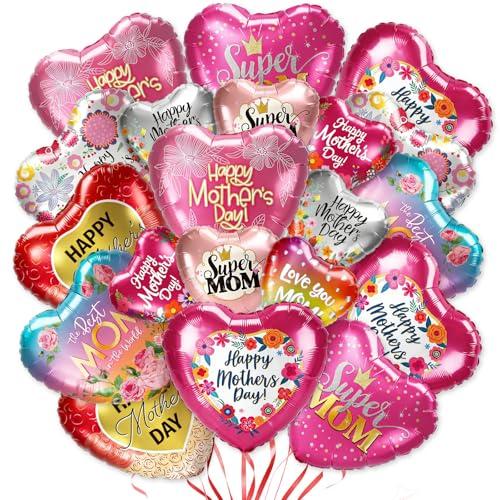 ZHAORAY 30Pcs Happy Mother's Day Balloons Set, 18'' 18pcs and 10'' 12pcs, Mom Balloons, Aluminum Foil Balloons for Mother's Day Decorations, Party Supplies and Grandmother's Birthday