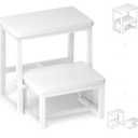 iTsst Step Stool for Adults & Kids, Holds up to 500Lb, 3 in1 Heavy Duty Sturdy 2 tair Wooden StepStool for Kichen/ Bathroom/ High beds, Metal Frame, Non-Slip Pads