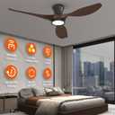 TALOYA 52 Inch Ceiling Fans with Led Lights Remote Control Flush Mount Low Profile for Bedroom Farmhouse Patio Outdoor Living Room Kitchen Dining Room,DC Motor,Reversible,Buzzer ON/Off,Black Walnut, 52 Inch-Standard