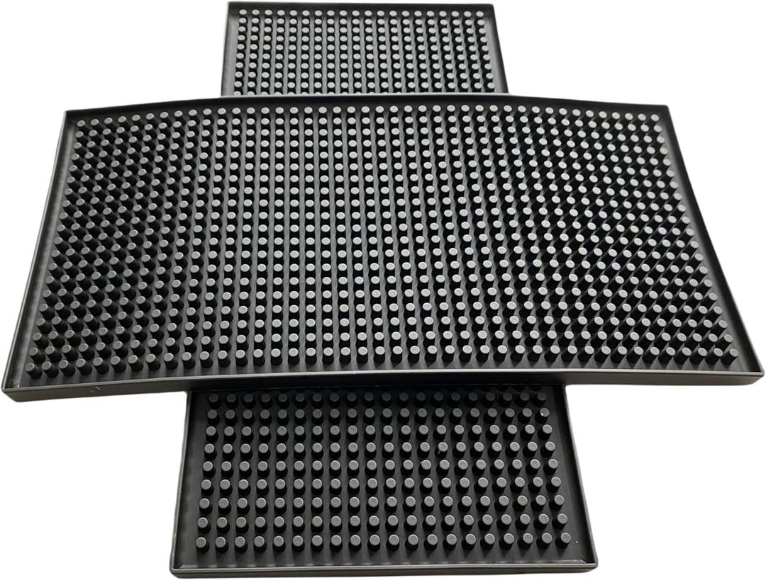 XieNie Bar Mat, 6" x 12" Black Small Coffee Mat for Home Bar Kitchen Countertop, Non-Slip Rubber Service Spill Mat for Cocktail Bartender Accessories, PVC Counter Top Cup Glasses Drying Mats, 1Pac